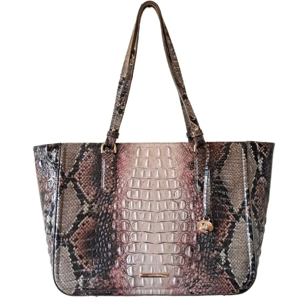 Brahmin Ashlee Tote Bag Diamondback Ombre Snake Crocodile Embossed Leather